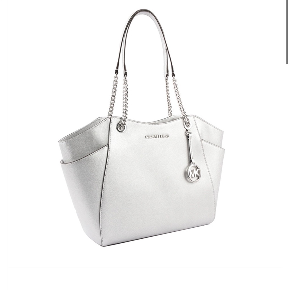 Michael Kors Jet Set Travel Silver Tote - Picture 2 of 8
